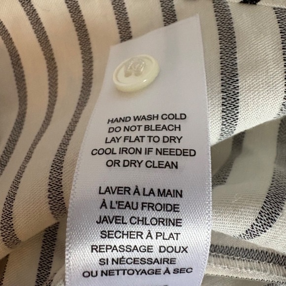 Frame Womens XS Sheila Shirt Black White Striped Boxy Rolled Cuff Sleeves - Picture 6 of 8